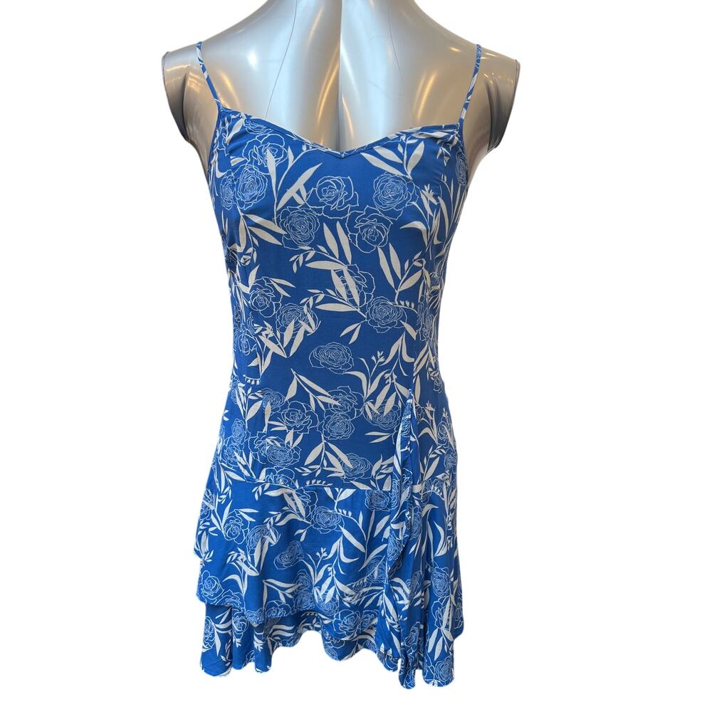 Thakoon Leaf Ruffle Slip Dress Women's Size 0 XS Blue